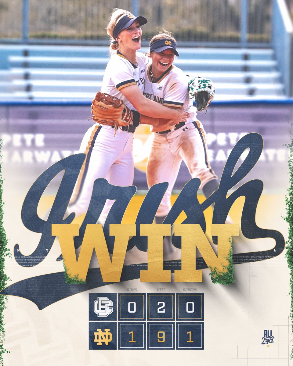 Notre Dame Softball (@ndsoftball) on Twitter photo IRISH WIN ☘️
#GoIrish IRISH WIN ☘️
#GoIrish