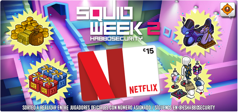 ESHabboSecurity's tweet photo. 📣¡Atención a tod@s! 🔥 ¡Si eres un afortunado/a jugador/a entre los más de 100 participantes postulados, podrás entrar en el sorteo de este fantástico "Lote Especial" de nuestra #SquidWeek🦑🔫 Requisitos importantes: Deberás tener en tu perfil, la imagen personalizada que te hemos hecho llegar en la invitación vía DM, y seguir a nuestra cuenta, en caso contrario quedarás descalificado y será anulada la rifa. ¡Les deseamos mucha suerte!⭕🔺▪