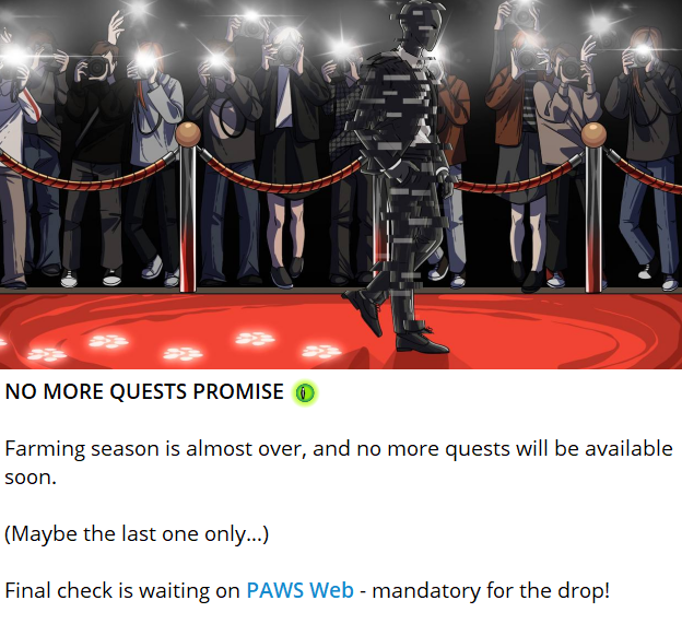 _UCrypto's tweet image. 🐾 PAWS UPDATE 

Attention PAWS users
Final Mandatory Task
Stay prepared and complete it

This is an important step
So keep an eye out for updates
More details will be shared soon

@GOTPAWSED 
#PAWSUpdate #FinalTask #StayReady