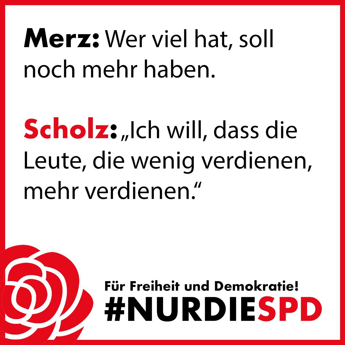 nurdiespd's tweet photo. Politik für die Mehrheit. #nurdiespd #scholz #merz #kanzlerduell #scholzmerz #merzscholz #Bundestagswahl2025 #btw2025 https://t.co/hvJxirjgIc