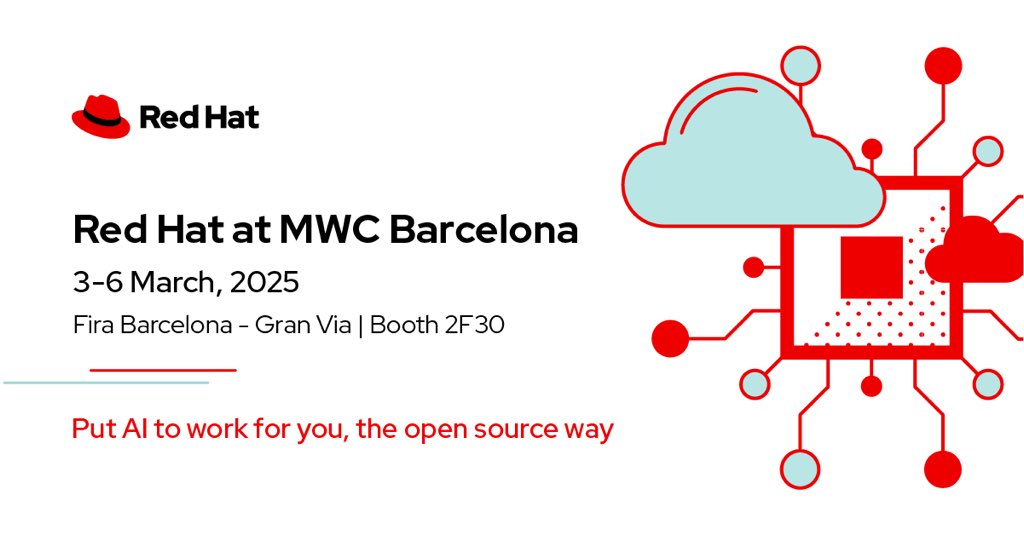 Schedule a session with <a href="/RedHat/">Red Hat</a> at #MWC25 and unlock the potential of #OpenSource #AI technologies! 🤖 red.ht/42A0xjj