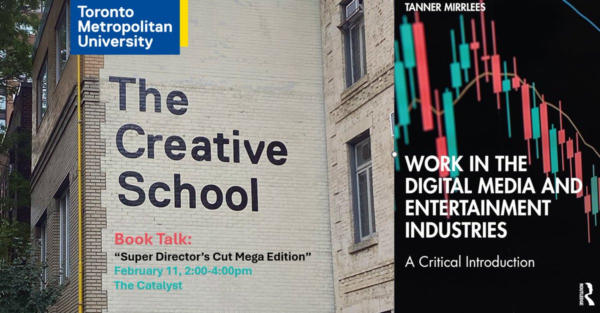 My new book Work in the Digital Media and Entertainment Industries: A Critical Introduction is out (lnkd.in/gjNH2KDT). ESA04 is a 20% discount code. Looking forward to my book chat at TMU's Creative School this Tuesday. More to come!