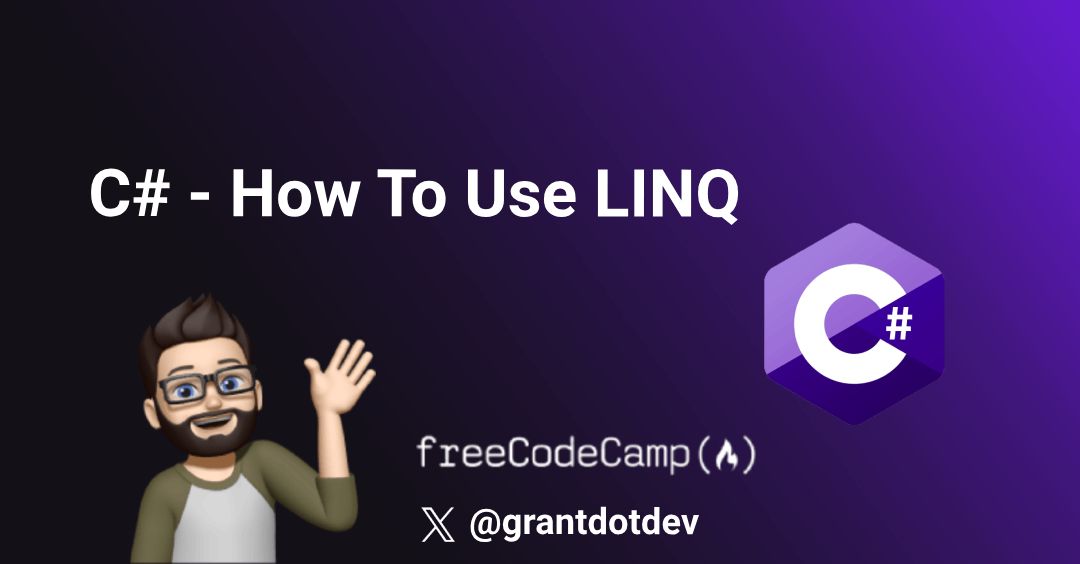 freeCodeCamp's tweet photo. .Net has many internal libraries &amp; tools, and one of the most powerful is LINQ.

It helps you handle data in your apps while writing efficient, maintainable code.  

In this guide, @grantdotdev explains its syntax, goes through common API methods, &amp; more.

https://t.co/9wqAJMjkZ7 https://t.co/ysHWeb2zeT