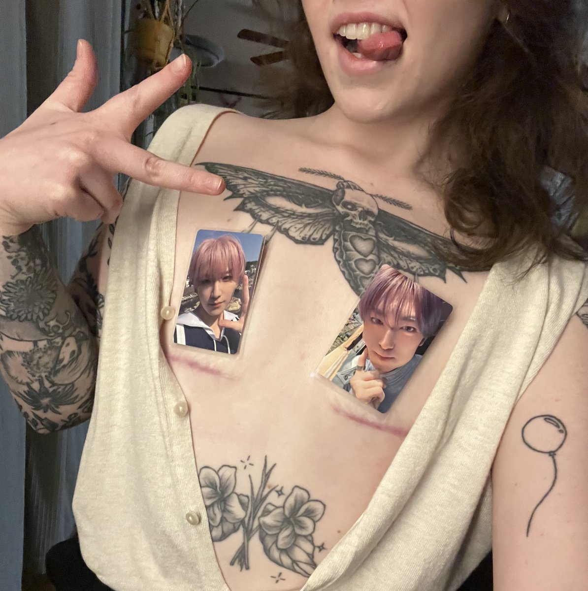 uhhhh top surgery edition (had to tape them on) 

#baddiesforandteam