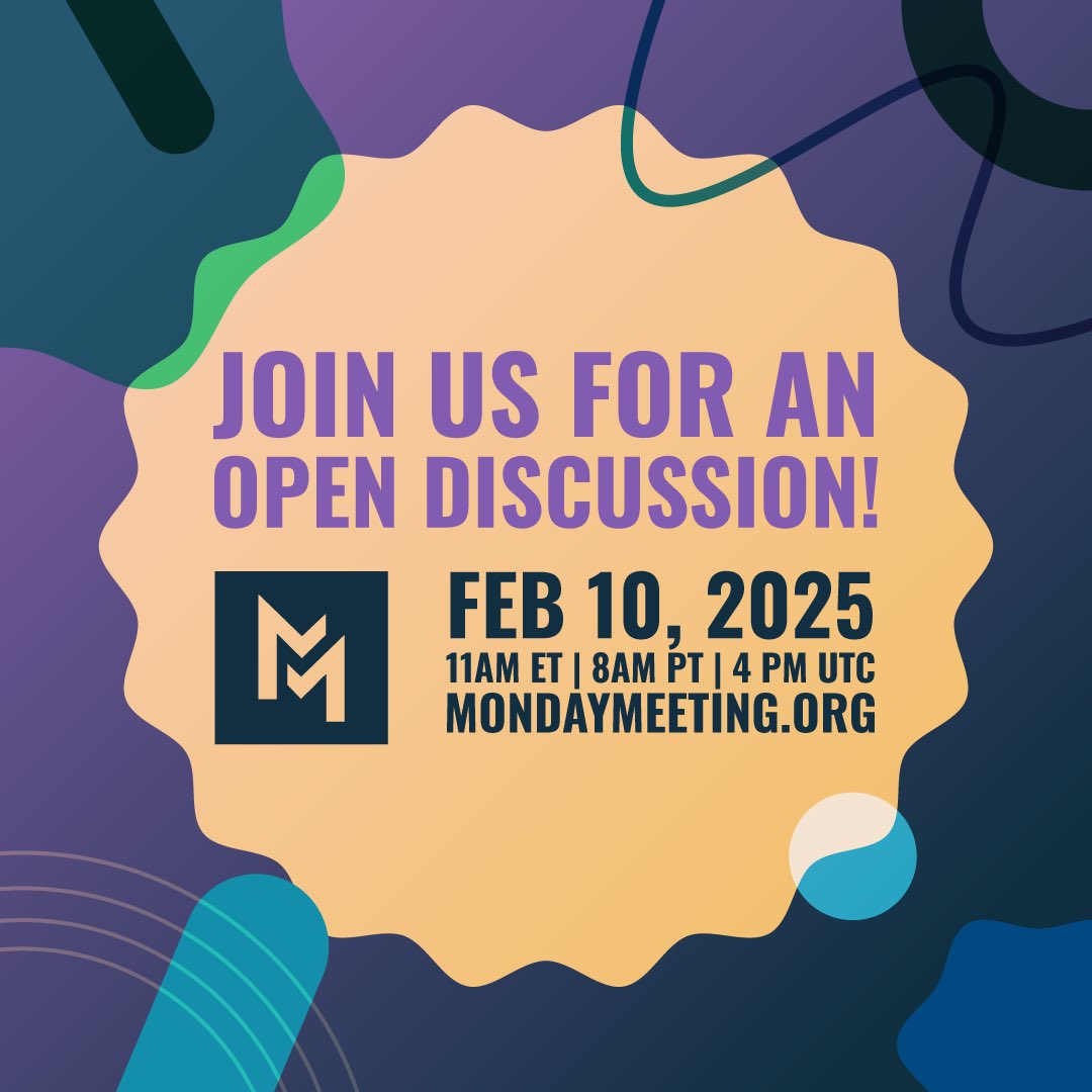 Join us tomorrow! 11am ET | 8am PT | 4pm UTC

We’ll be having an open discussion, so please have your suggestions and questions ready! 

Link to join on our website MondayMeeting.org