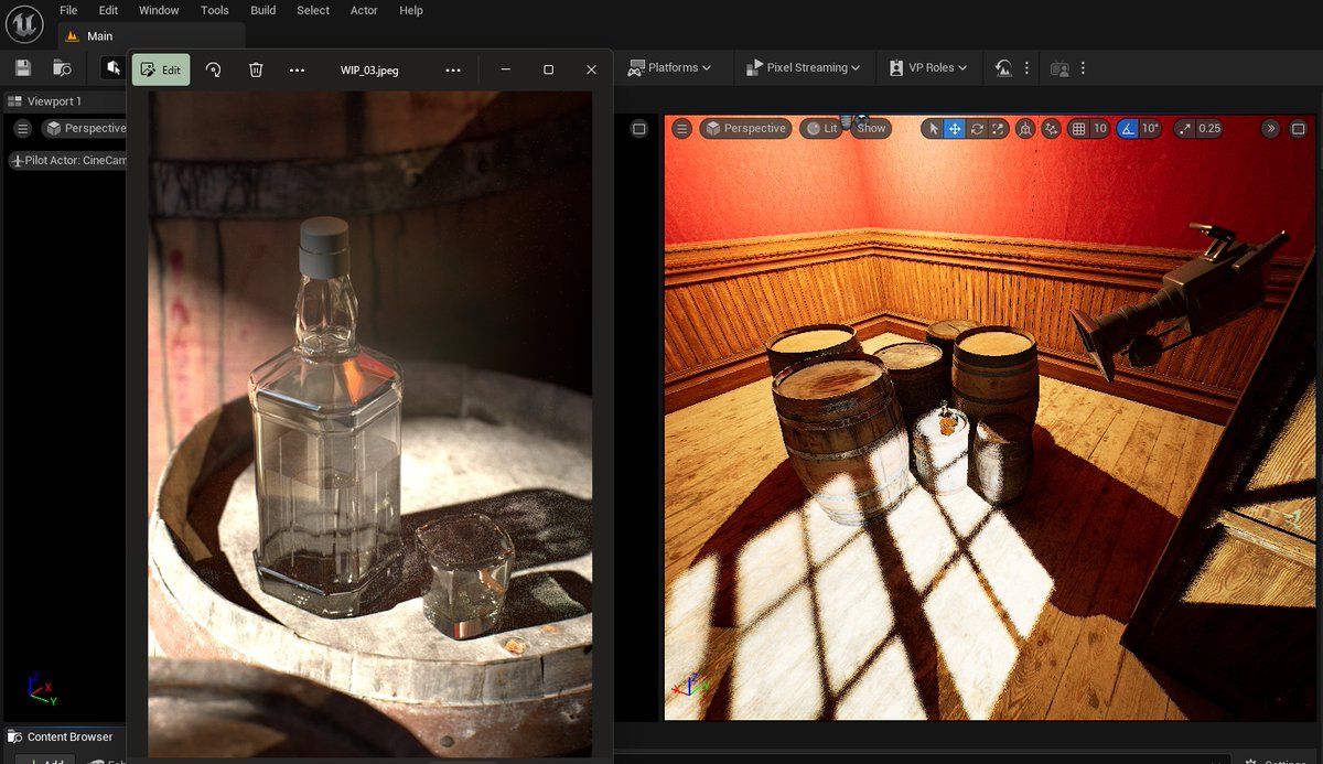 ShadedVertex's tweet photo. Messing arround to learn more about Unreal Engine 5 Path tracer🥃*Not satisfied about the glass material
#ue5 #UnrealEngine #UnrealEngine5 #pathtracing #pathtracer #caustics #3d #cg #cgi #3dartist #digital3d #digitalart #digital #lighting #drink #alcohol #whiskey #bottle #saloon https://t.co/P3dx0yX0Ye