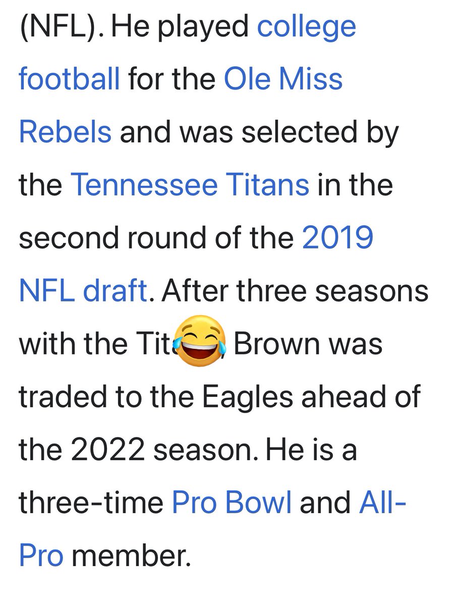 StephStradley's tweet photo. I am an A.J. Brown appreciator for all the respectful reasons and the petty reasons too #LocalizeIt ahahahaha https://t.co/WNjpk9GXeF