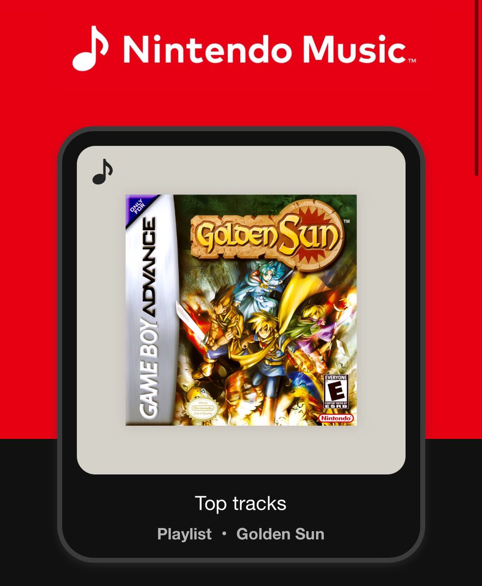 NinWire's tweet photo. Music from Golden Sun has been added to Nintendo Music!

https://t.co/KieZIlvOyO

If I may make a suggestion, check out the track “Elemental Stars” for a nice relaxing experience! https://t.co/8oJcRDpXFB