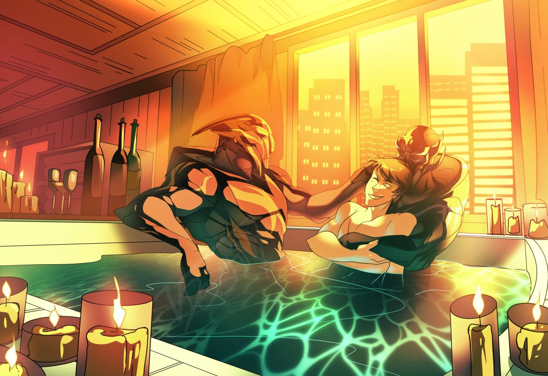 Drawing I made for SigmaSpark of their human and turian OCs. Ty again!

Comm pr1ces/info on pinned post