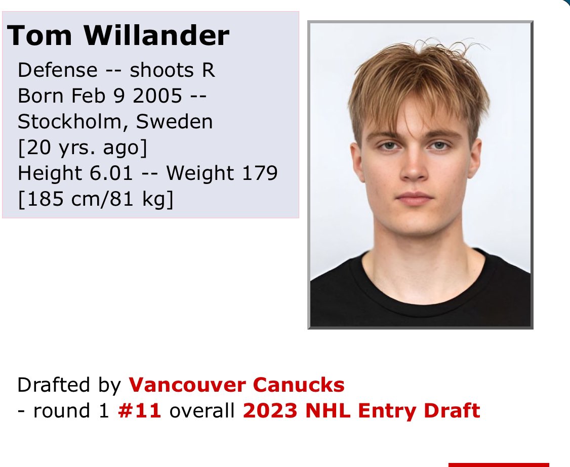 Happy Birthday Bud! #Canucks prospect Tom Willander