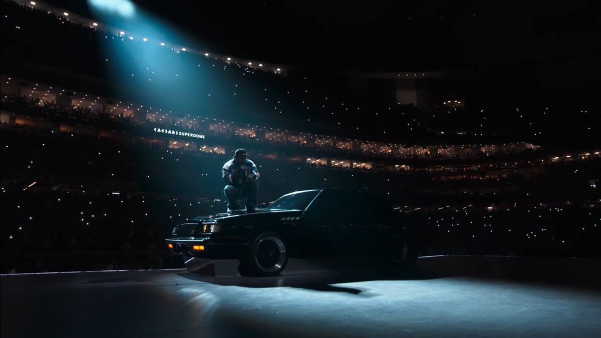 Kendrick Lamar takes the stage to
perform at the #SuperBowl halftime show.