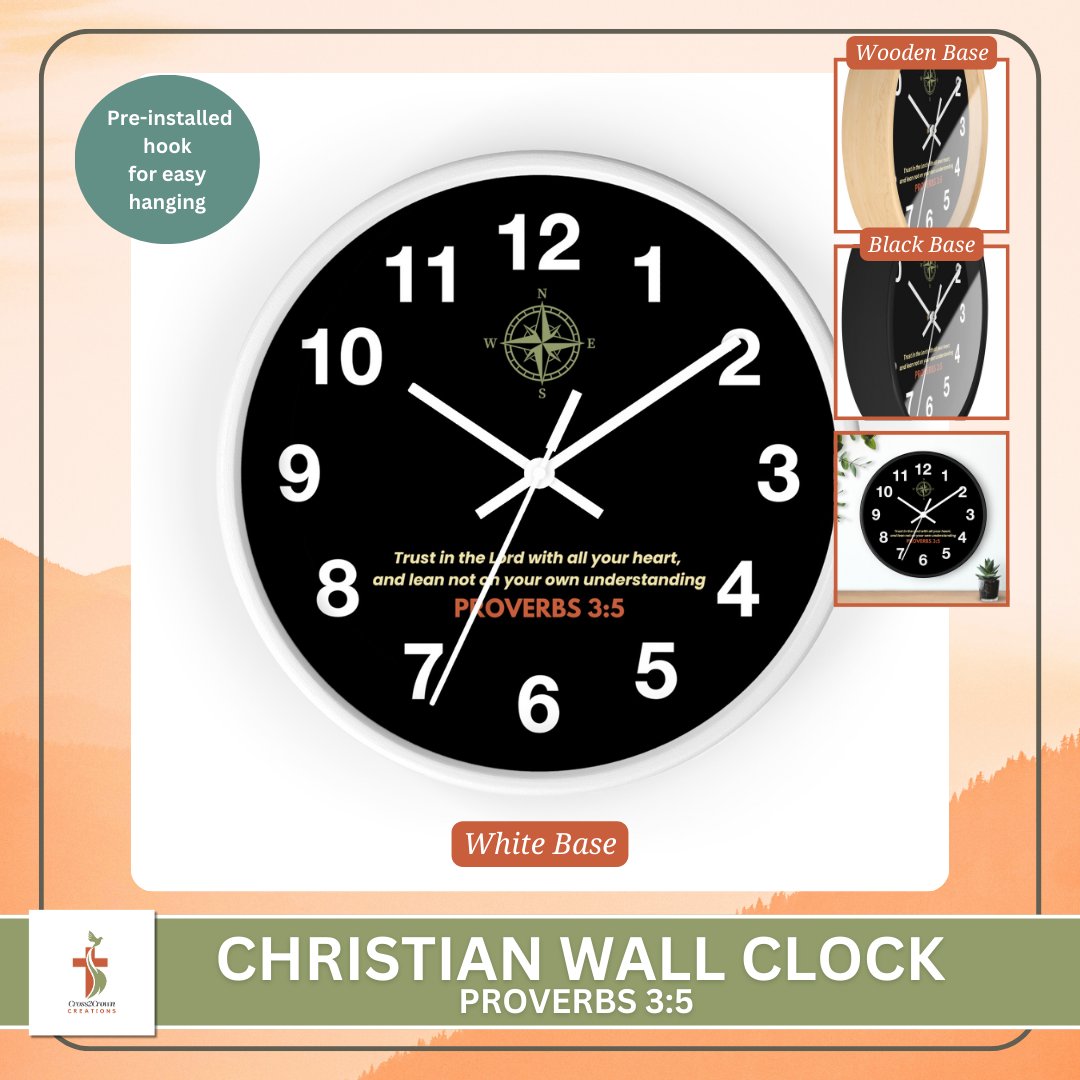 Christian Wall Clock - Proverbs 3:5 Trust in the Lord - Bible  by Cross2CrownCreations etsy.me/42PuqMl via <a href="/Etsy/">Etsy</a>