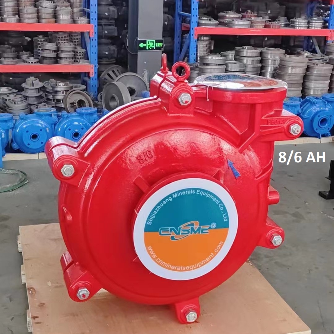 8/6 AH slurry pump, A05 wet-end parts, gland sealed or expeller sealed. 
Welcome to email me for more details: Crystal@cnsmepump.com
