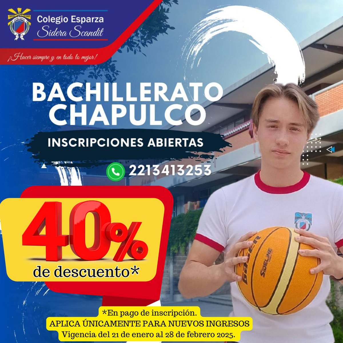 revista_puebla's tweet photo. 🎓 ¡Inscripciones Abiertas! 

En el Colegio Esparza, los alumnos desarrollan valores, habilidades y conocimientos para alcanzar sus sueños.
📍 Para más información, visita nuestras instalaciones o comunícate al 2213413253
Plantel Centro y Chapulco.
.
#InscripcionesAbiertas https://t.co/BLPfaSkSnh