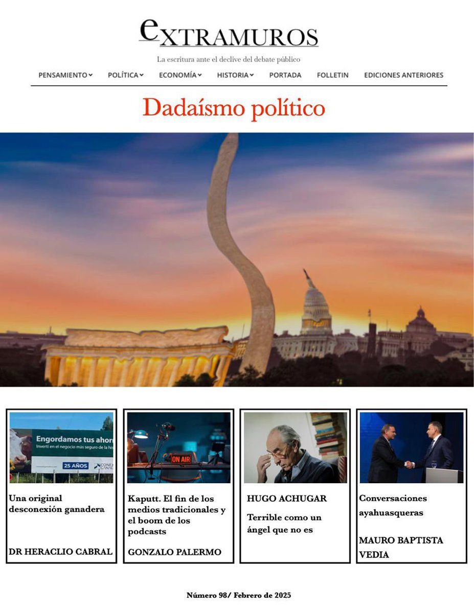 extramurosuy's tweet photo. Ya está disponible el número 98 de nuestra revista:

“Dadaísmo político”

Contenidos de acceso libre en: 

https://t.co/TfeM9IRrAI https://t.co/wrajA88ukL