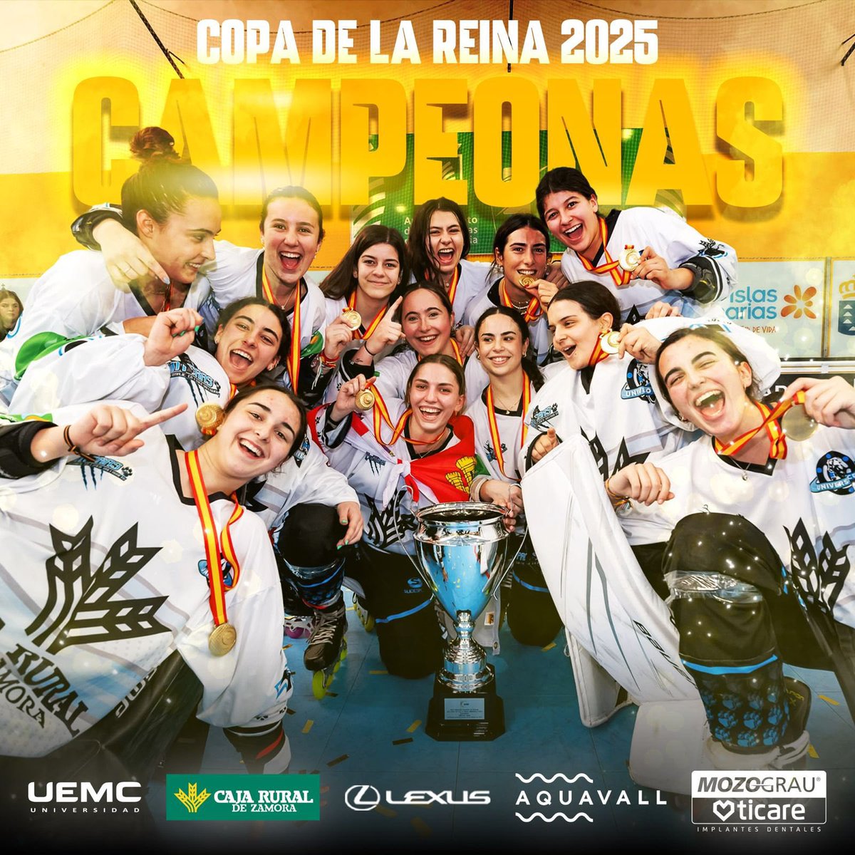 🏒🏆 Las "Panteras" vallisoletanas del hockey en línea femenino han ganado hoy su 5ª Copa de la Reina. ¡Enhorabuena por este gran triunfo!