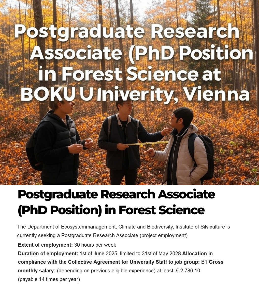 📌 Postgraduate Research Associate (PhD Position) in Forest Science 🌲 at BOKU University Vienna 🇦🇹, See details at: agristok.net/2025/02/09/pos… via <a href="/agristok/">Agristok</a>