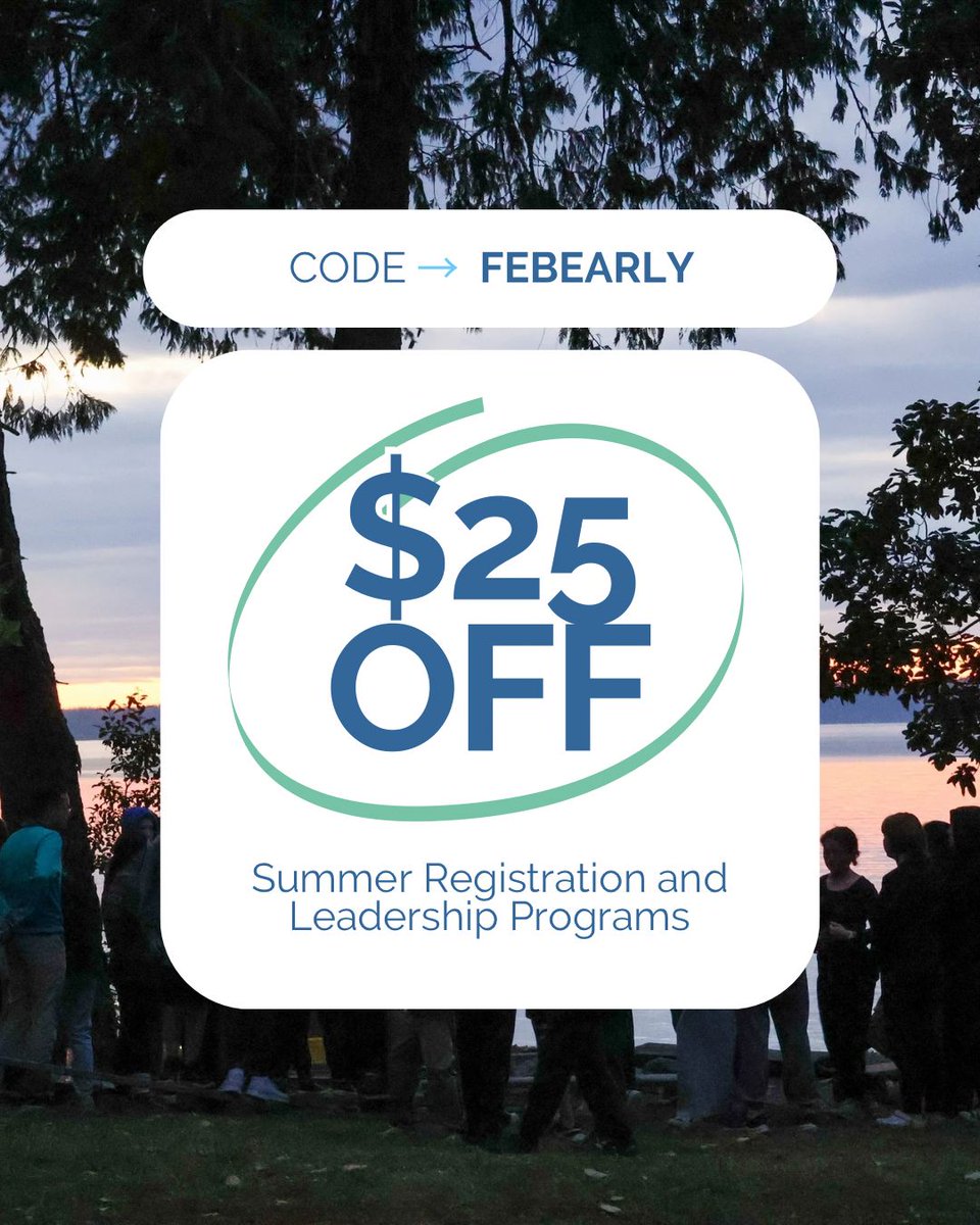 PPC_ivcf's tweet image. 🤩 SAVE on summer registration this month with the code FEBEARLY 😱
Sign up for camp now at pioneercamppacific.ca