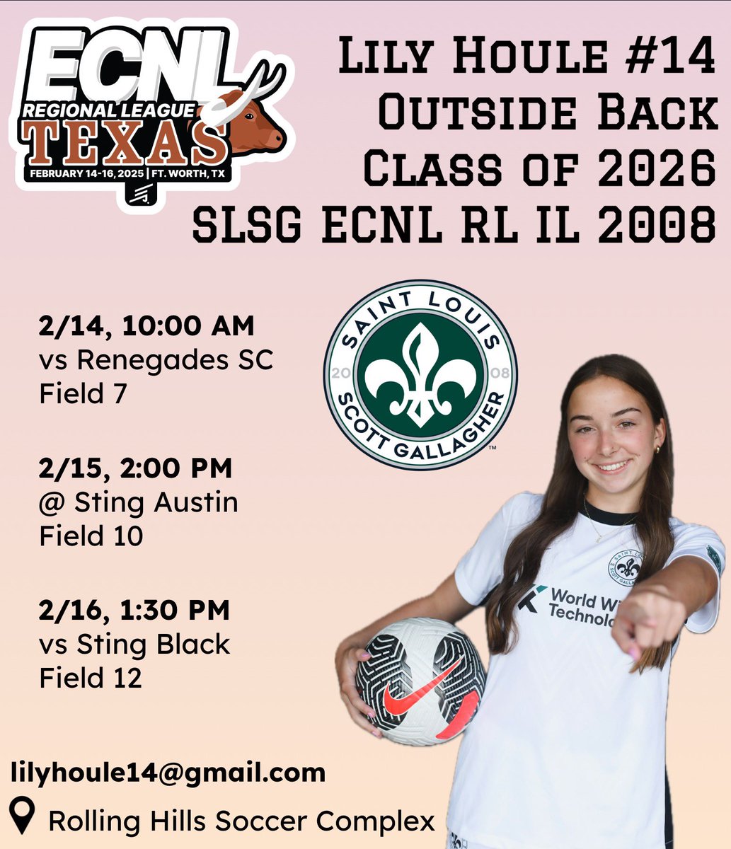 Lily Houle (@lilyhoule14) on Twitter photo Can’t wait for Texas! 🤠
<a href="/SLSGILECNL/">SLSG Illinois ECNL-RL</a> <a href="/SLSGtournaments/">SLSG Tournaments</a> <a href="/SLSGSoccerClub/">Scott Gallagher Soccer Club</a> <a href="/ImYouthSoccer/">ECNL/GA/Recruiting/College Soccer</a> <a href="/ECNLgirls/">ECNL Girls</a> #ECNLRLTX Can’t wait for Texas! 🤠
<a href="/SLSGILECNL/">SLSG Illinois ECNL-RL</a> <a href="/SLSGtournaments/">SLSG Tournaments</a> <a href="/SLSGSoccerClub/">Scott Gallagher Soccer Club</a> <a href="/ImYouthSoccer/">ECNL/GA/Recruiting/College Soccer</a> <a href="/ECNLgirls/">ECNL Girls</a> #ECNLRLTX