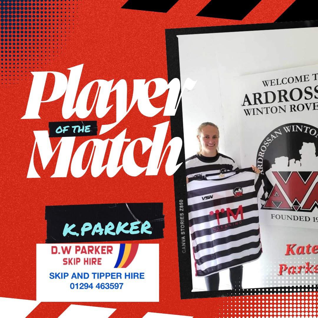 ⚫️⚪️🔴potm⚫️⚪️🔴

Our player of match for today win over Cumnock goes to hat trick hero Kate Parker  . Well done, Kate 👏👏

Kate is sponsored by D.W.Parker Skip Hire