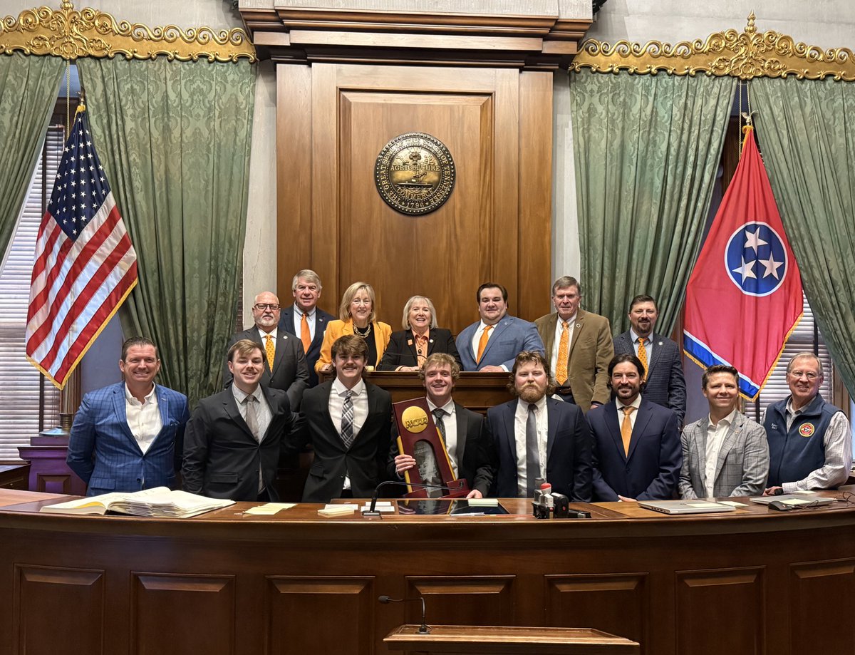 As a flagship land-grant university in the Volunteer State, glad to see <a href="/UTKnoxville/">UT Knoxville</a> represented in Nashville at the State Capitol. From students interning with members of the General Assembly to <a href="/Vol_Baseball/">Tennessee Baseball</a>'s national championship, it's great to be a Tennessee Vol! 

#GBO 🍊