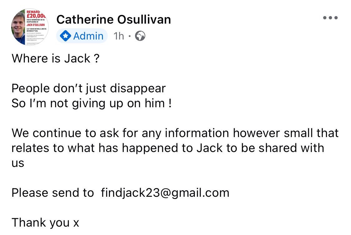 findjack23's tweet image. Unfortunately the expertly conducted searches failed to find Jack’s phone and nearly a year on leads are drying up. We desperately need new information, his loving family will never give up hope.