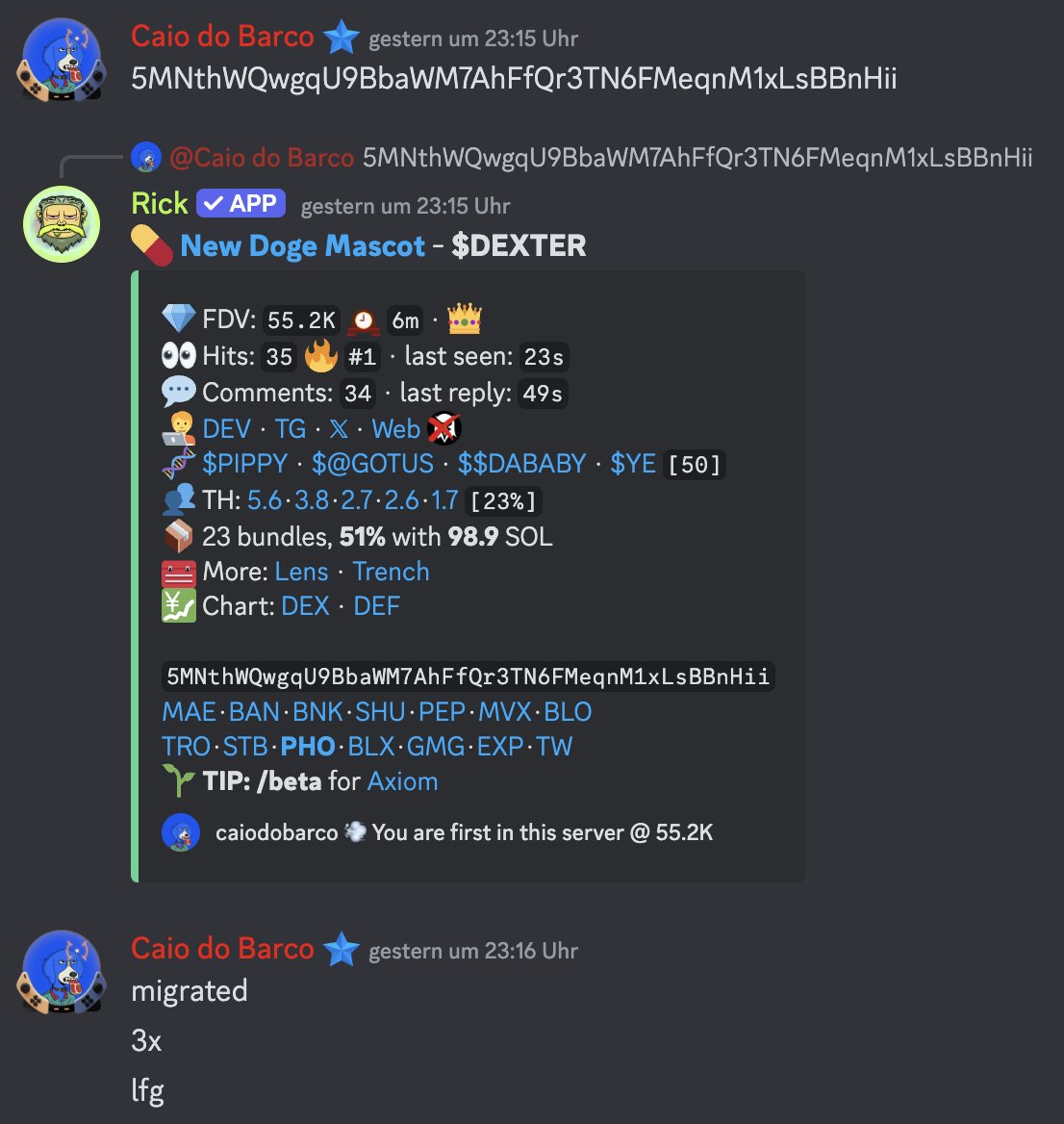 Casual back-to-back x7 and x10 by our member <a href="/0xCaiodoBarco/">Caio do Barco</a>! 🔥🔐

1) #FARTSCAN called by <a href="/0xCaiodoBarco/">Caio do Barco</a> at 60K mcap 
ATH 670K = x10 🔥🔥🔥🔥🔥
<a href="/FartScan_io/">FartScan</a>

2) $DEXTER called at 55K
ATH 400K = over x7 🔥🔥🔥🔥
<a href="/RichardStiller4/">Golden Advice 🇺🇲🇺🇲🇺🇲</a> 

Join our community to print #onchain with us! 

👉