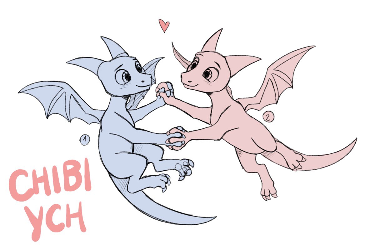 Gonna open 2 slots for this Valentine’s themed dragon chibi YCH tomorrow 💙