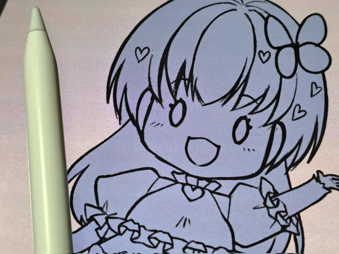美並の大谷商店さん用キャラブラッシュアップこのあと線画入りますお仕事なので通常より作業工程多くしてるのですけどね、大ラフのあとのデータ消してしまったのでキユーピー3分クッキング的な感じになってしまったのだわ… 
