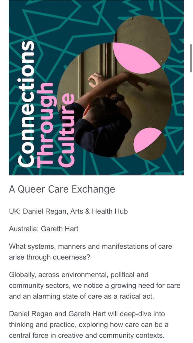 Daniel Regan (@danieljayregan) on Twitter photo Well THIS is exciting. New funding from <a href="/auBritish/">British Council Australia</a> from their Connections Through Culture grants to collaborate with Gareth Hart in Naarm/Melbourne on a project around queer care. britishcouncil.org.au/programmes/art… Well THIS is exciting. New funding from <a href="/auBritish/">British Council Australia</a> from their Connections Through Culture grants to collaborate with Gareth Hart in Naarm/Melbourne on a project around queer care. britishcouncil.org.au/programmes/art…