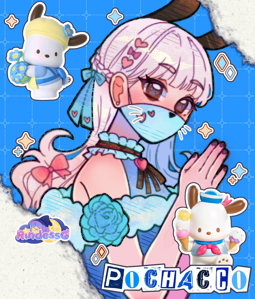 ❥︎❥︎Pochaco❤︎ All Love Pochacco Colorful Hearts Green Plushie | Kawaii Sanrio