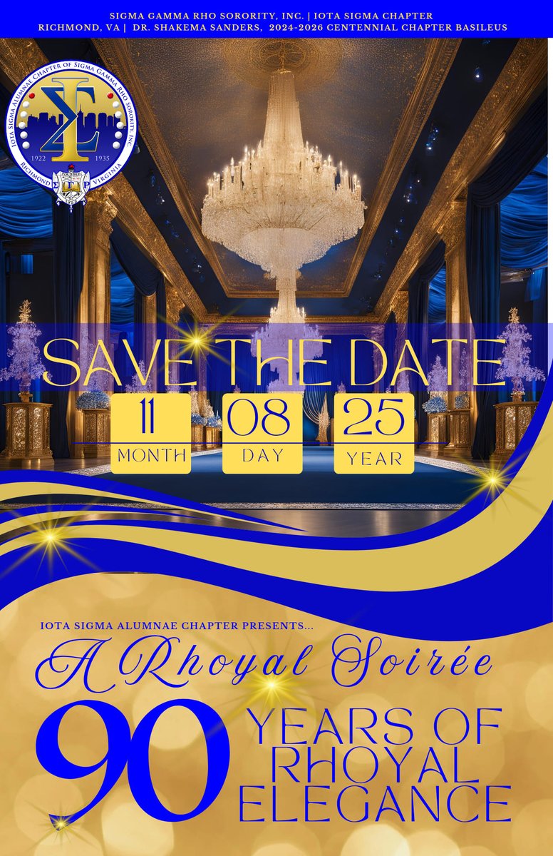 Greetings Sorors and Fraters, 

SAVE THE DATE!!
📷The IOTA SIGMA ALUMNAE CHAPTER 📷
of Sigma Gamma Rho Sorority Inc is celebrating 90 Years of Sisterhood, Scholarship and Service in the Richmond, Virginia area.

Stay tuned, more details to come!
