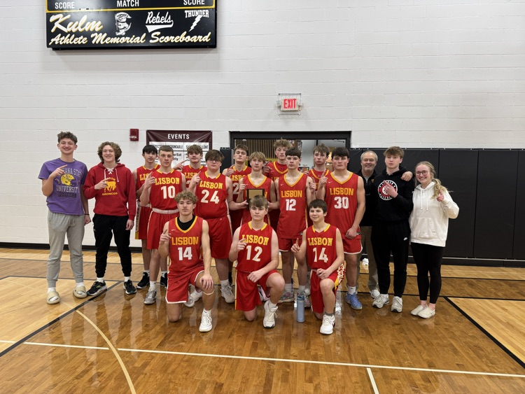 Congratulations to Lisbon JV boys as  back to back champions at the Kulm tournament 2/8/25!