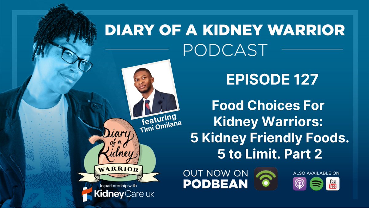 Diary of a Kidney Warrior (@diaryofakidneyw) on Twitter photo 🚨 New Episode! 🚨
What foods should kidney warriors limit?
Dee Moore welcomes back Renal Dietitian Timi Omilana <a href="/timmieyRD/">Timilehin Omilana</a> to share 5 key food categories to watch out for, from hidden salts to processed foods & sodas.
🎧 Listen now: linktr.ee/diaryofakidney…
#CKD #RenalDiet 🚨 New Episode! 🚨
What foods should kidney warriors limit?
Dee Moore welcomes back Renal Dietitian Timi Omilana <a href="/timmieyRD/">Timilehin Omilana</a> to share 5 key food categories to watch out for, from hidden salts to processed foods & sodas.
🎧 Listen now: linktr.ee/diaryofakidney…
#CKD #RenalDiet