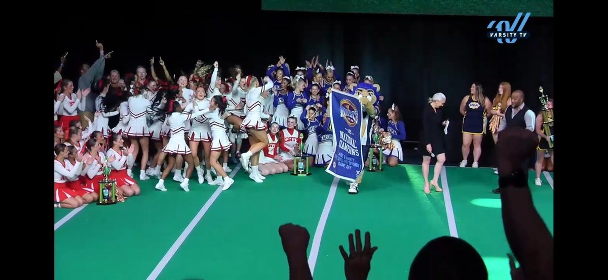 RiverdaleVB's tweet photo. Crying all the happy tears!! To see how much time, hard work, early mornings, and year round prep goes into this, to watch this live was so amazing!! I couldn’t be more proud of our girls and our coaches!! @daleyeahcheer NATIONAL CHAMPIONS!! ❤️💛 #daleyeah https://t.co/s57P8tEjNJ