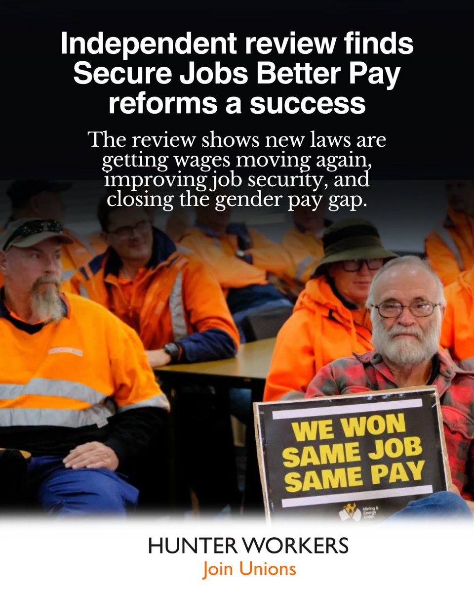 HunterUnions's tweet photo. Secure Jobs Better Pay reforms have revived collective bargaining &amp; lifted the number of workers covered, resulting in wages starting to improve.

But this progress is at risk! The Coalition is seeking to overturn these reforms and suppress wages. #Auspol https://t.co/cYCM0UbtXy