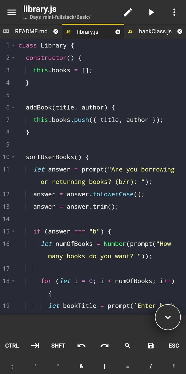 sheCodezArt's tweet image. Day 18 #60DaysJavaScript
Trynna combine all learned
Arrays
Classes
Methods
Inbuilt array and string methods
Loops
Conditional statements
User input
Variables
#letsconnect #javascript #programming #codingcommunity #CodingJourney #developers