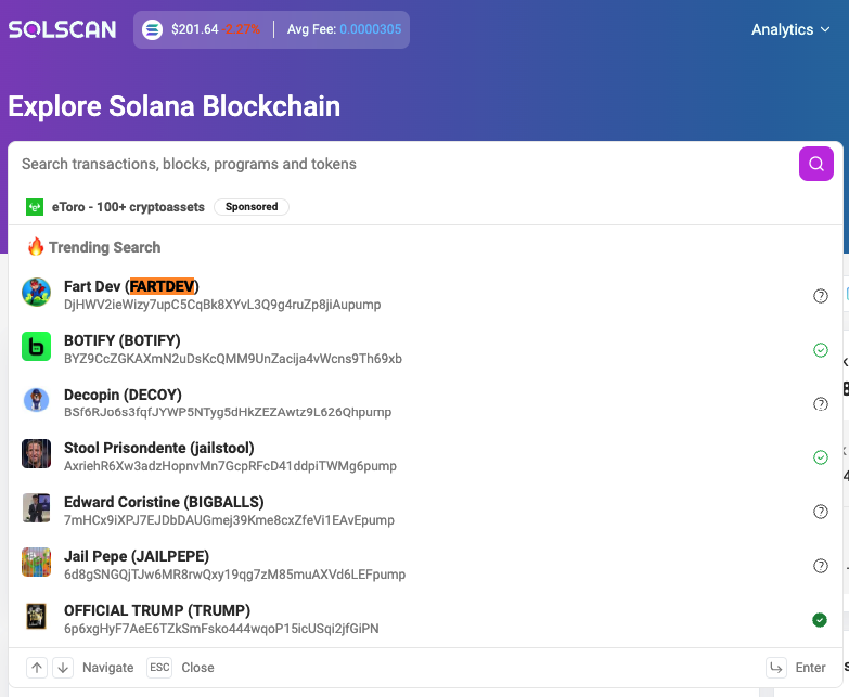 FartDevSol's tweet photo. Top #1 Solscan Trending Search https://t.co/7K63glzFLy

$FARTDEV #Solana #FartDevSol https://t.co/gzmkGc3AJt