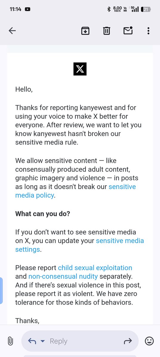 X media policy on ye.