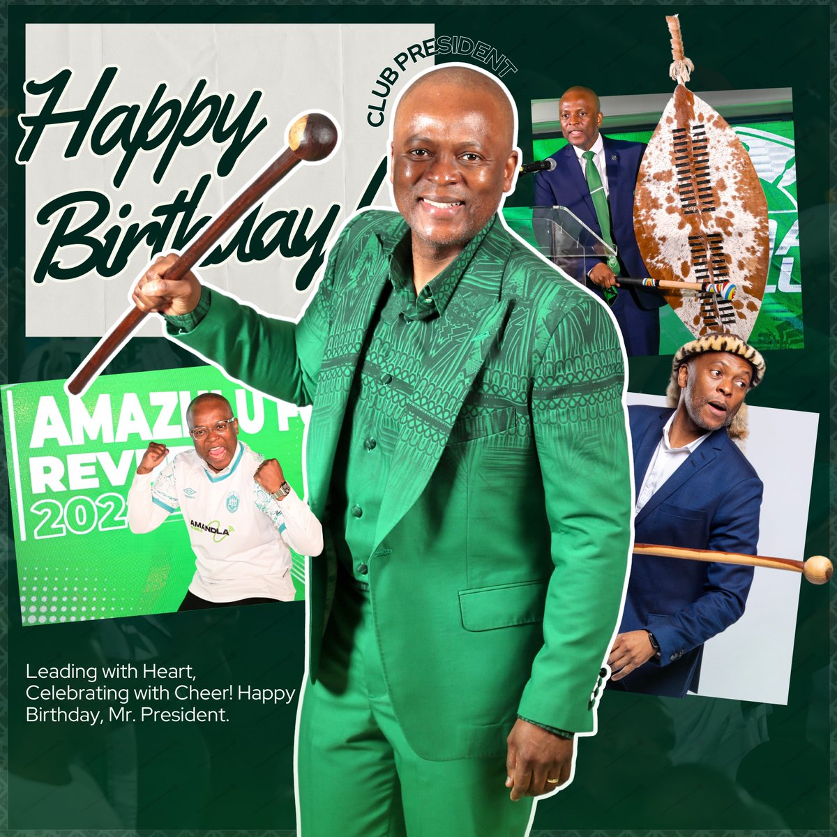 Join us in wishing the president of our football club a happy birthday.  Gwabini, Manzini, Nyama kayishi, isha ngababhebhezeli 🙌🏾🥳🎂

#Isagila #HebeUsuthu #UsuthuTogether
