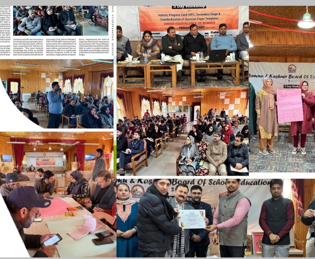 Office of J&K Board of School Education(JKBoSE) (@office_jkbose) on Twitter photo PARAKH, NCERT and JKBOSE conducted a five-day CBP on Holistic Progress Card and Standardization of QPT w.e.f 03-07 FEB. 2025 at BOSE Bemina Srinagar.<a href="/EduMinOfIndia/">Ministry of Education</a> ,<a href="/ncert/">NCERT</a>
<a href="/indranibhaduri/">Indrani Bhaduri</a> , <a href="/schedujkut/">School Education Deptt JK UT</a>
<a href="/ParikshatManhas/">Prof. Parikshat Singh Manhas</a> <a href="/DrSirwal/">Dr. Yasir Hamid Sirwal</a> PARAKH, NCERT and JKBOSE conducted a five-day CBP on Holistic Progress Card and Standardization of QPT w.e.f 03-07 FEB. 2025 at BOSE Bemina Srinagar.<a href="/EduMinOfIndia/">Ministry of Education</a> ,<a href="/ncert/">NCERT</a>
<a href="/indranibhaduri/">Indrani Bhaduri</a> , <a href="/schedujkut/">School Education Deptt JK UT</a>
<a href="/ParikshatManhas/">Prof. Parikshat Singh Manhas</a> <a href="/DrSirwal/">Dr. Yasir Hamid Sirwal</a>