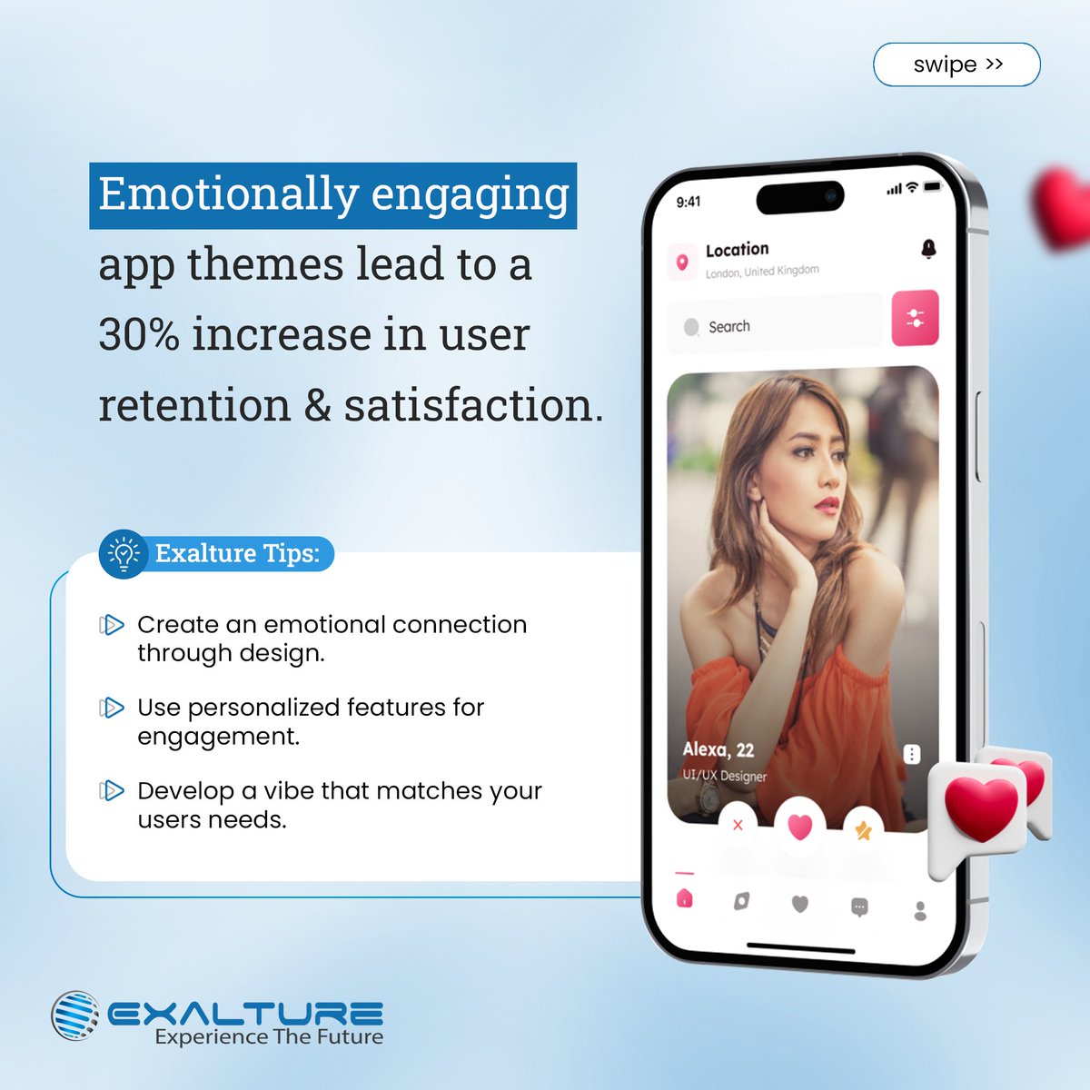 exalture's tweet image. Valentine’s Day is here, and your users are still single... 😏 Is your app Cupid-approved? Let’s make those matches happen! 💘

#TechForLove #MadeWithExalture