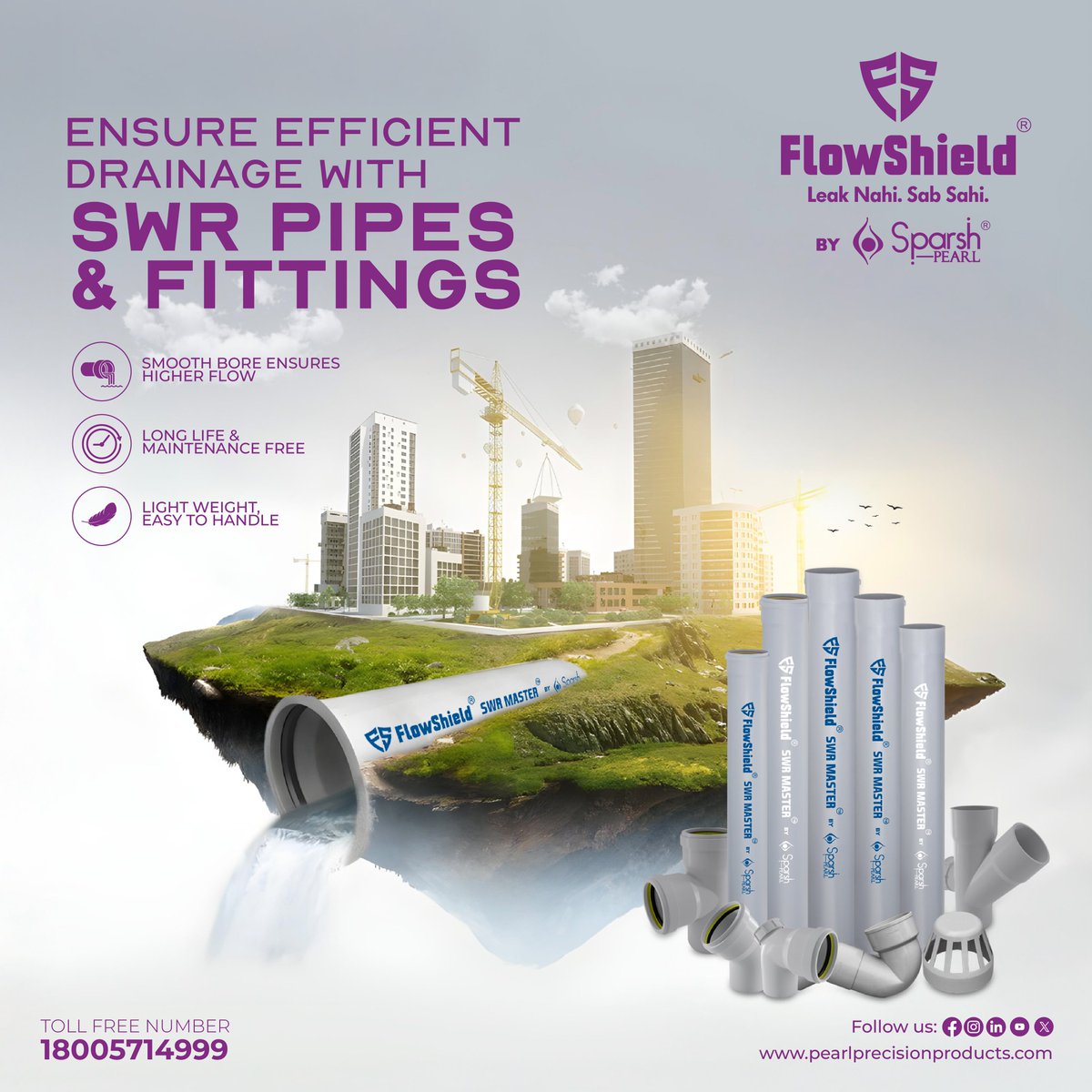 SparshPearl's tweet image. Reliable, efficient and designed for longevity- trust our SWR pipes and fittings for all your plumbing projects.

#sparshpearl #swrpipesandfittings #flowshield #leaknahisabsahi