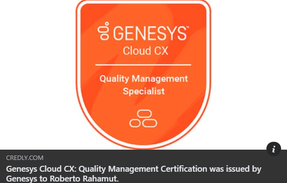 rrahamut's tweet photo. View my verified achievement from @Genesys. https://t.co/xKygwoPg2H via @credly https://t.co/7yUhO2Semg