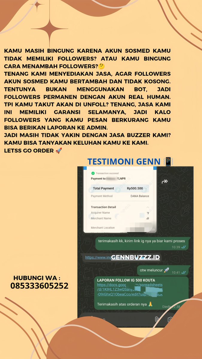 Gennbuzz_id's tweet photo. Siang, apa amu masih bingung cara naikin followers sosmed?🤔
Sini order jasa Follow kami🚀
✅Permanen
✅Garansi selamanya
✅Real akun bukan bot
Jangan ragu jangan bimbang Letss goo order, hubungi wa -> https://t.co/6pIzRxQZSz
#jasabuzzer #jobreceh #zonauang #buzzer #jasafollow https://t.co/mMyxHGwGVI