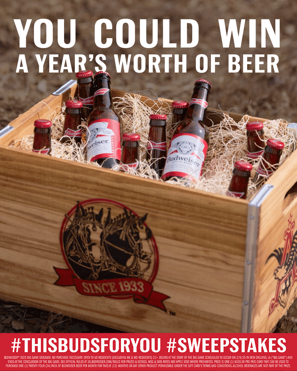 Time for a beer break #SBLIX 

Enter now with #ThisBudsForYou #Sweepstakes for your chance to score a year’s worth of beer.