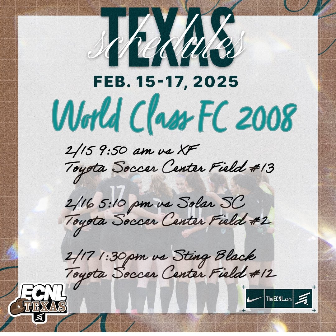 WCFC08ECNL's tweet photo. Less then a week until #ECNLTX🤠College coaches - please check out our brochure and schedule  ⬇️ We have some 2026 uncommitted players you are going to want to 👀@ImYouthSoccer @ImCollegeSoccer @ECNLgirls @WorldClassFC1 @TopDrawerSoccer @PrepSoccer @TheSoccerWire @travismclark https://t.co/O3lpVmO8u4