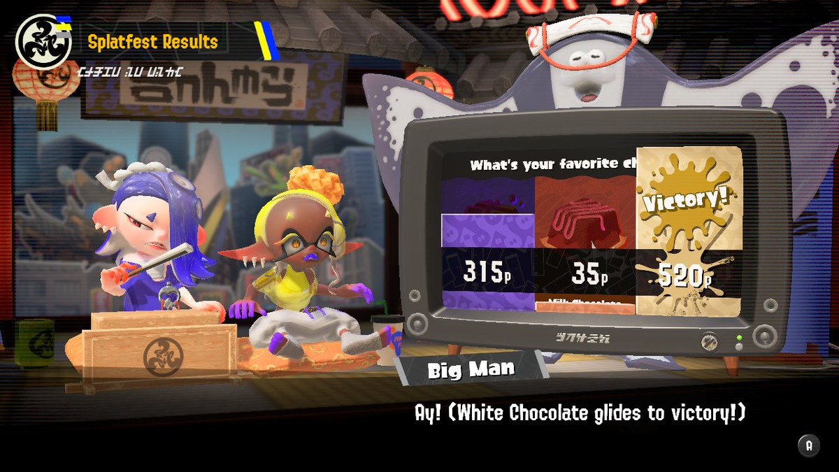 With a 520p win, White Chocolate is the chosen chocolate champ! Thanks to all our participants, and grab those super sea snails in the plaza!