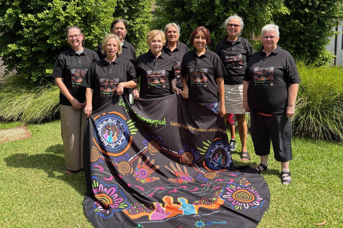A yarning circle is happening today in Shepparton, as part of a ReViTALISE research study “Lotjpa Yapaneyepuk (Talk together) about cancer trials". Artwork by local Yorta Yorta &amp; Dja Dja Wurrung woman, Jasmine Howell-Saunders bit.ly/4gBSMMZ  
<a href="/CraigUnderhill/">Craig Underhill</a>