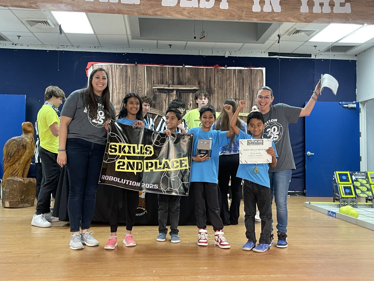 Code_A_Robot's tweet photo. Congratulations Teams 2633B and 2633A for an amazing performance @ Robolution 2025 VEX IQ Robotics Competition! Ranks #2 and #16 in Robot Skills, 126 Points and an Innovate Award!  Thank you for hosting this wonderful event! #STEMeducation #VEXRobotics #engineersoftomorrowtoday https://t.co/DuS0OqM7ns